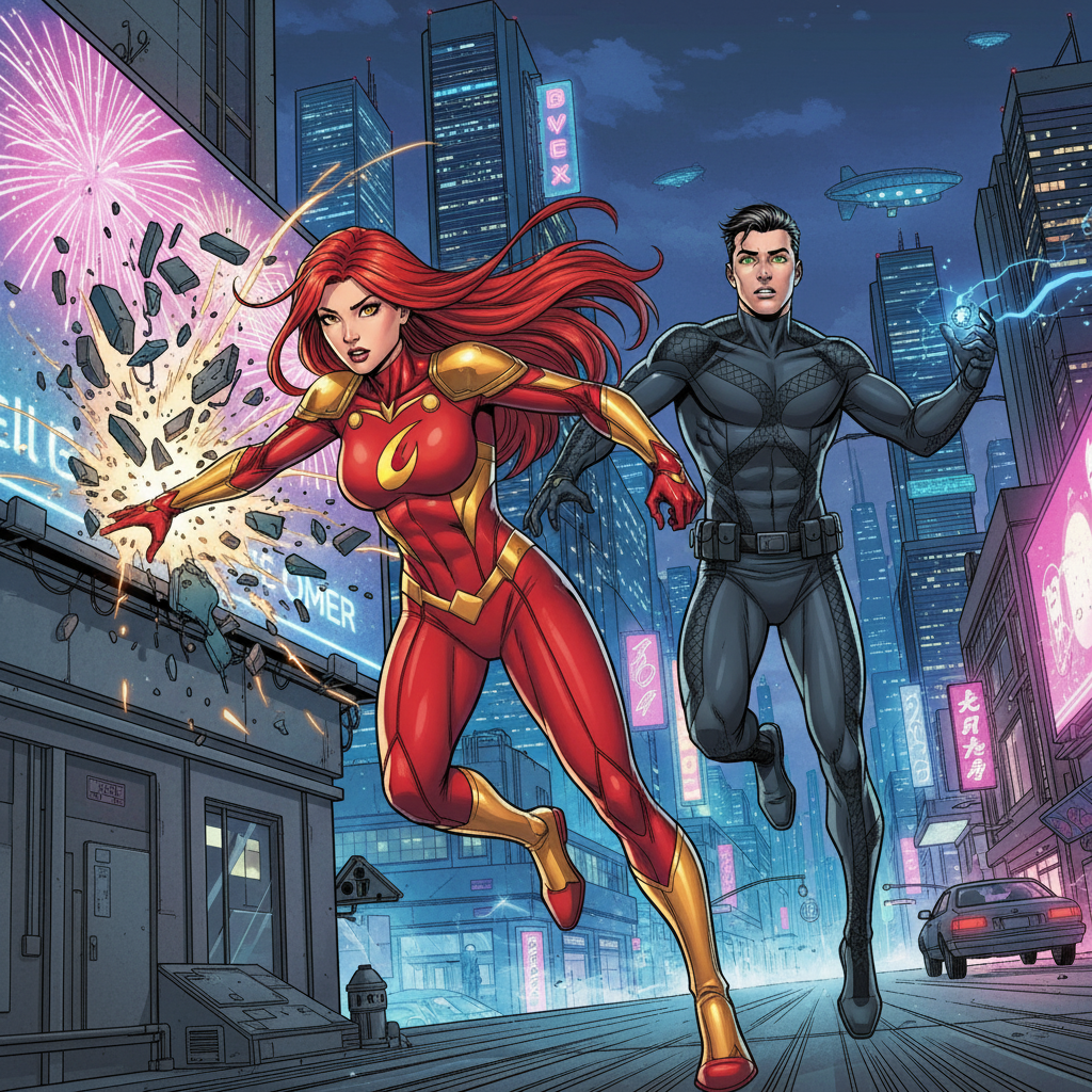 Crimson Comet: Harbor Heist — Superhero AI comic by qcrao