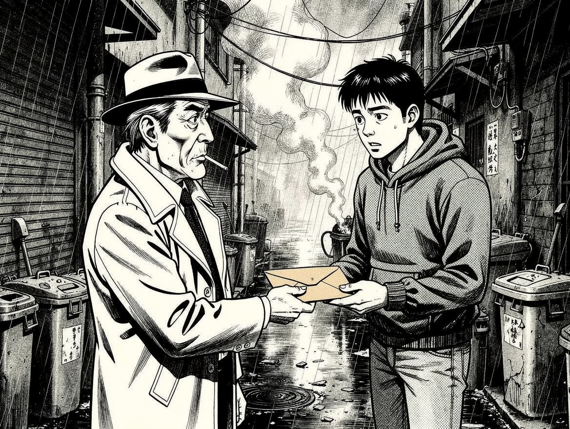Gekiga (Retro)-style AI comic panel — manga panel with screentones and dramatic close-up generated with Comicory's Manga Panel Generator