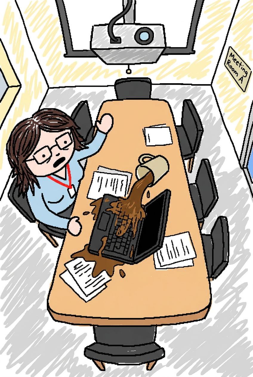 The Presentation That Survived Coffee — Scribble AI comic by qcrao
