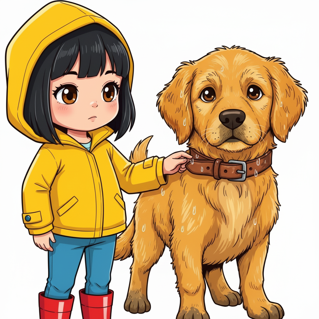 Maya and the Golden Paw — page 1 panel 4: A detailed shot of the worn leather collar. It's old, but well-loved, hinting at a long history with its owner. Maya's resolve hardens.