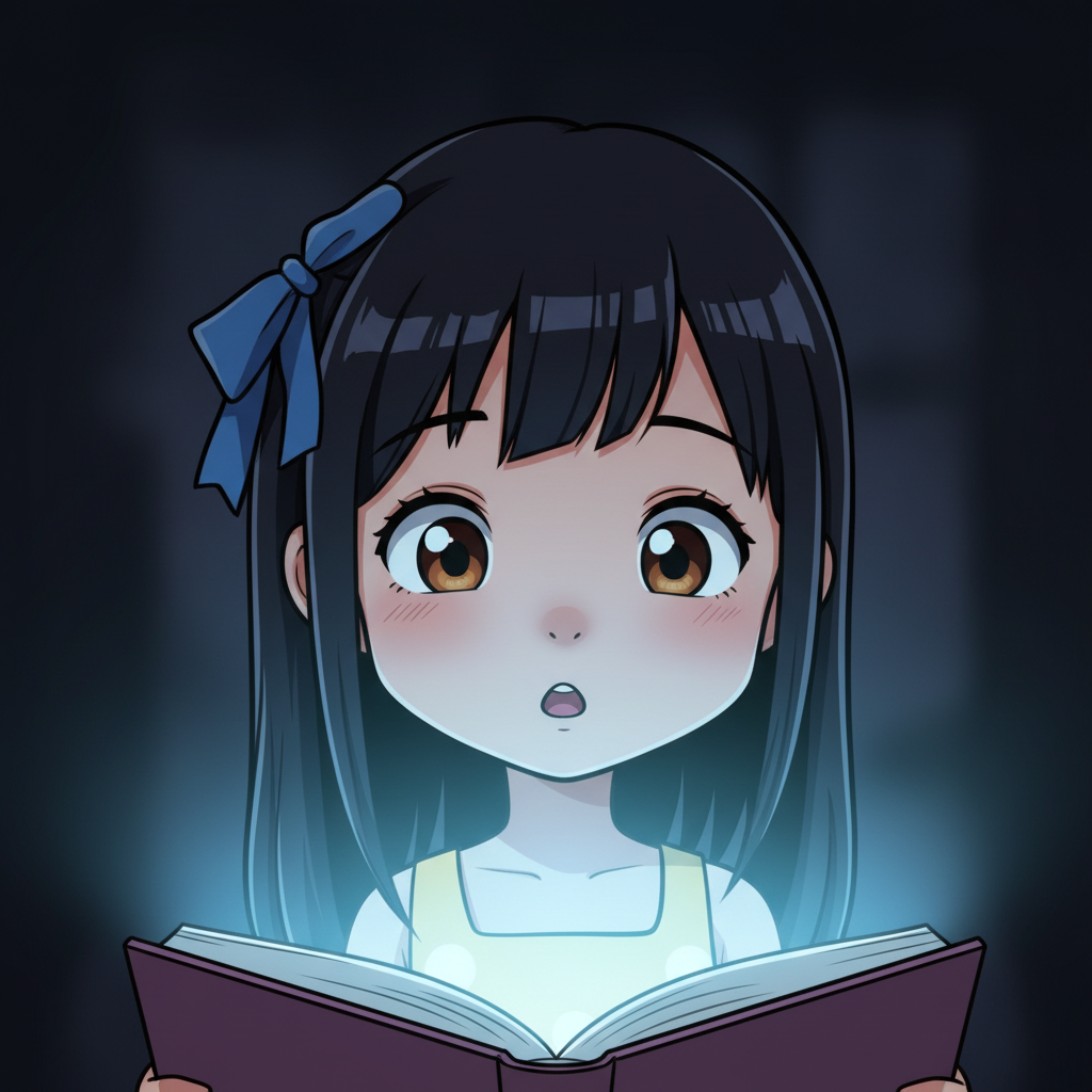 The Weaver of Worlds — page 1 panel 4: Emma's eyes widen in pure astonishment, her mouth slightly agape. This was beyond any story she had ever read, a dream made real.