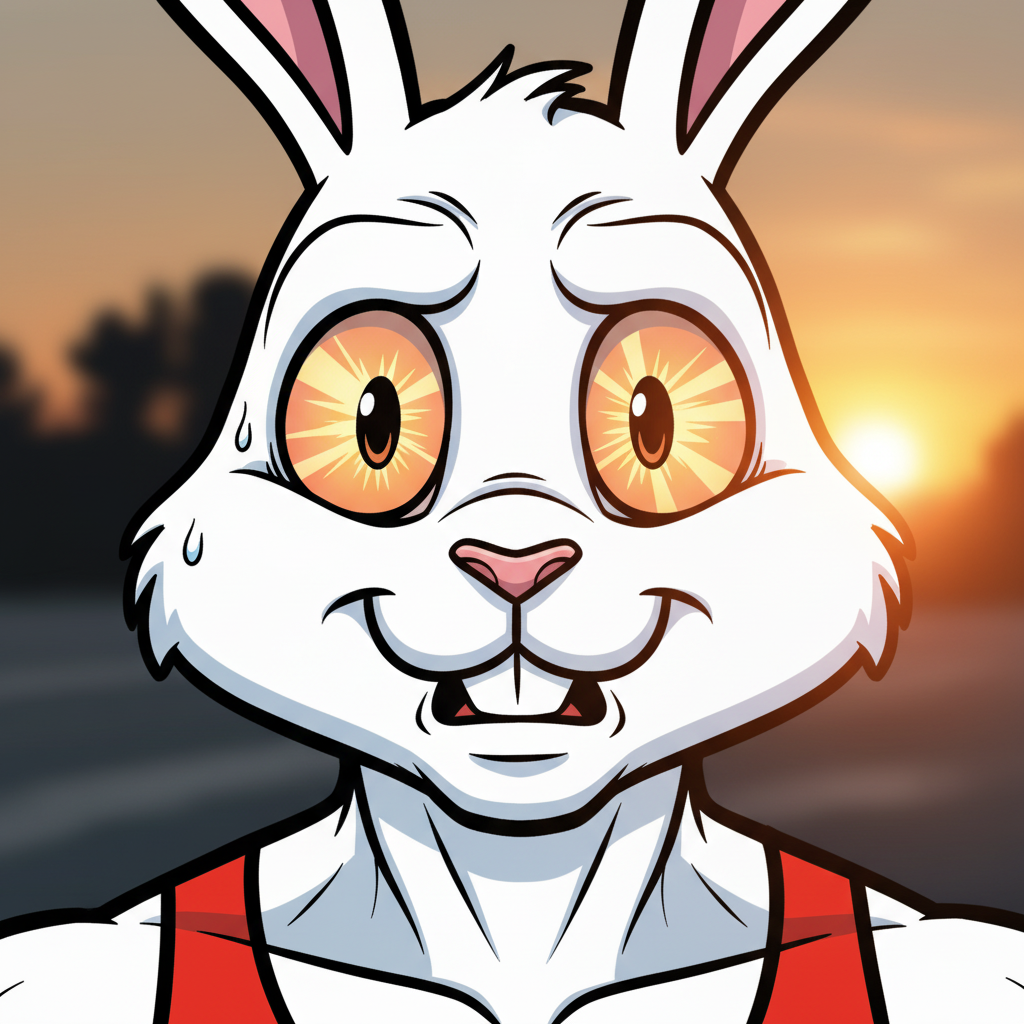 The Meadow Race: Slow and Steady Wins — page 2 panel 5: Hare's eyes snap open with a jolt. He blinks, confused, then his eyes widen in pure horror as he realizes the sun is low, and the path ahead is empty. He's overslept!